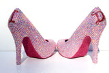 "I Do" AB Crystal Wedding Heel with Rose Bow - Wicked Addiction