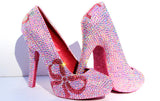 "I Do" AB Crystal Wedding Heel with Rose Bow - Wicked Addiction