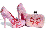 "I Do" AB Crystal Wedding Heel with Rose Bow - Wicked Addiction