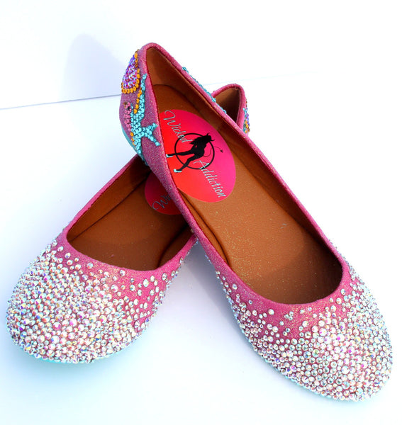 Swallow and Heart Crystal Ballet Flats - Wicked Addiction