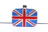 Swarovski Crystal Union Jack Clutch Purse with Chain - Wicked Addiction