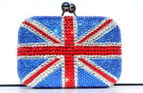 Swarovski Crystal Union Jack Clutch Purse with Chain - Wicked Addiction