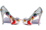 Swarovski Crystal Emoji Peep Toe Heels - Wicked Addiction