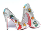 Swarovski Crystal Emoji Peep Toe Heels - Wicked Addiction