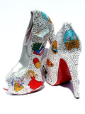 Swarovski Crystal Emoji Peep Toe Heels - Wicked Addiction