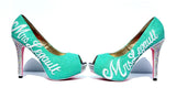 Mint & Pink Wedding Shoe with Silver Swarovski Crystals - Wicked Addiction