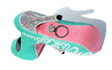 Mint & Pink Wedding Shoe with Silver Swarovski Crystals - Wicked Addiction