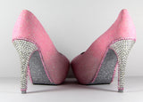 Crystal Cala Lilly & Pink Glitter Heels with Silver Soles - Wicked Addiction