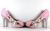 Crystal Cala Lilly & Pink Glitter Heels with Silver Soles - Wicked Addiction