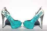 Personalized Wedding Shoe in aqua with crystals - Wicked Addiction