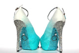 Personalized Wedding Shoe in aqua with crystals - Wicked Addiction