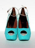 Personalized Wedding Shoe in aqua with crystals - Wicked Addiction