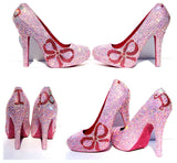 "I Do" AB Crystal Wedding Heel with Rose Bow - Wicked Addiction