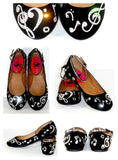 Black Music Note Ballet Flats: Swarovski Crystals - Wicked Addiction