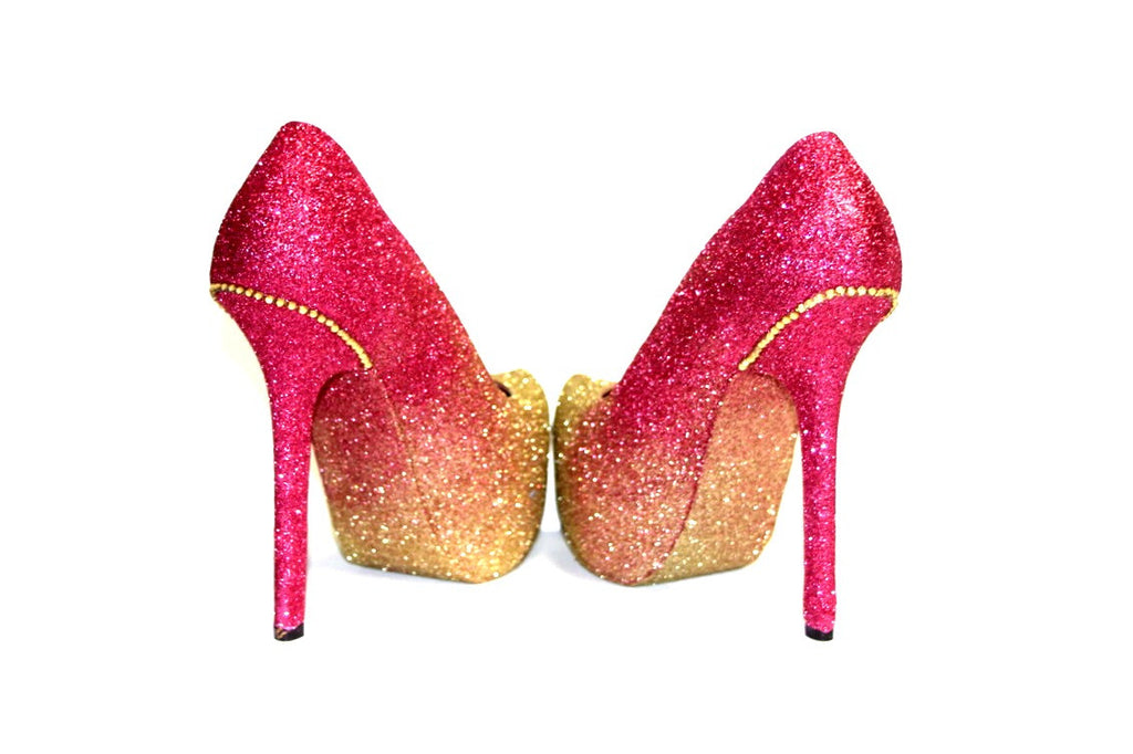 Rose Gold Glitter Ombre Heels - Wicked Addiction