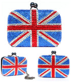 Swarovski Crystal Union Jack Clutch Purse with Chain - Wicked Addiction