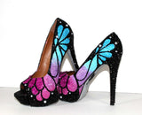 Ombre Crystal Butterfly Peep Toe Heels - Wicked Addiction