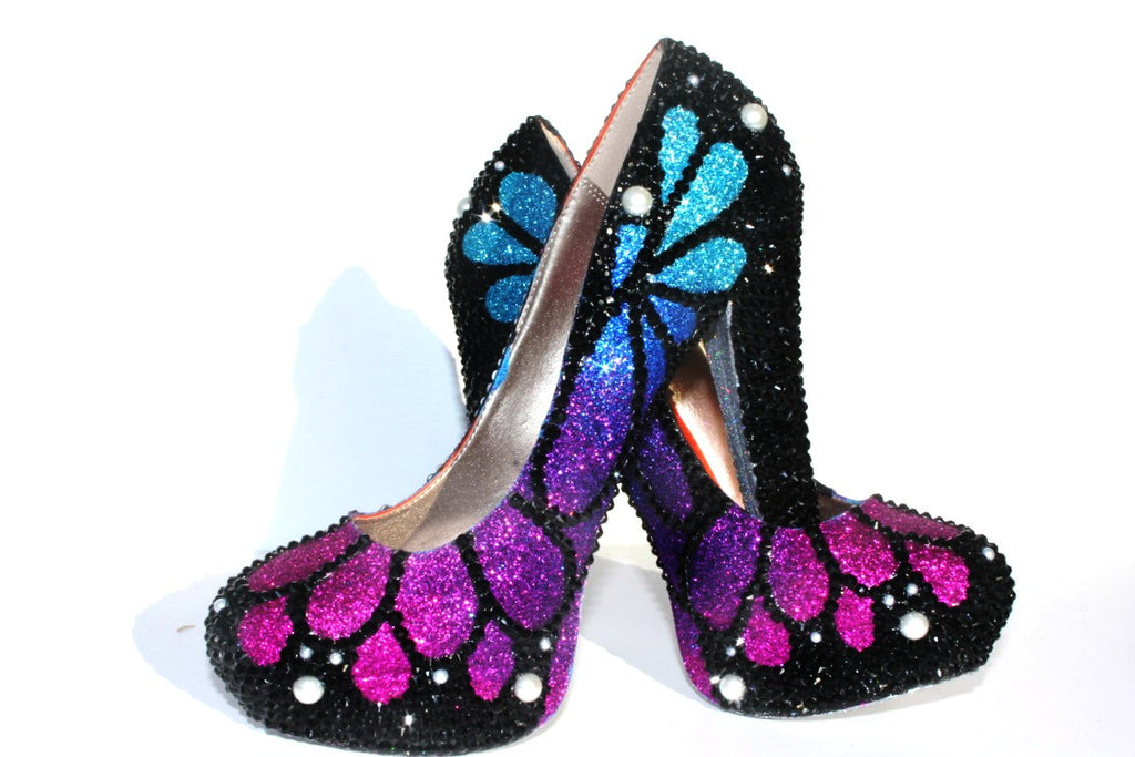 Swarovski Crystal Butterfly Heels - Wicked Addiction