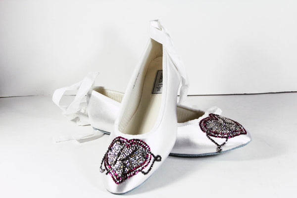 Bridal Ballet Flats with Crystal Monogram - Wicked Addiction