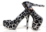 Leopard Crystal Heels with Red Soles - Wicked Addiction