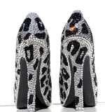 Leopard Crystal Heels with Red Soles - Wicked Addiction