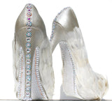 White Swan Feathered Crystal Bridal Heels - Wicked Addiction