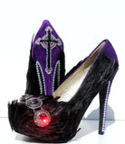 Black Swan Feather Gothic Crystal Heels - Wicked Addiction