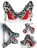 Leopard Crystal Heels with Red Soles - Wicked Addiction