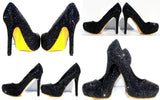 Black Crystal Heels with Sole Color of Choice - Wicked Addiction