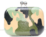 Camouflage Monogram Clutch with Swarovski Crystals - Wicked Addiction