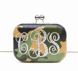 Camouflage Monogram Clutch with Swarovski Crystals - Wicked Addiction