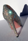 AB Swarovski Crystal Heels with Custom Sole Color - Wicked Addiction