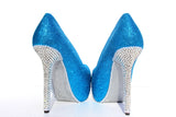 Turquoise Butterfly Glitter Heels with Crystals & Pearls - Wicked Addiction