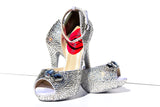 Swarovski Crystal Peep Toe Platform Heel - Wicked Addiction