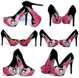 Crystal Skull & Pink Flame Heels - Wicked Addiction