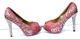 Personalized Bridal Heels with Swarovski Crystals & Glitter - Wicked Addiction