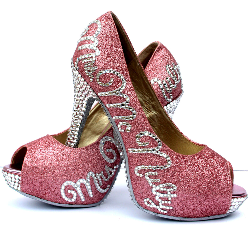 Personalized Bridal Heels with Swarovski Crystals & Glitter - Wicked Addiction