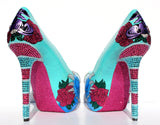 Crystal & Pearl Dinosaur Hand-Painted Heels - Wicked Addiction