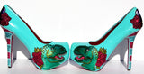 Crystal & Pearl Dinosaur Hand-Painted Heels - Wicked Addiction