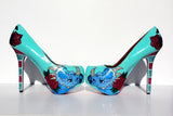 Crystal & Pearl Dinosaur Hand-Painted Heels - Wicked Addiction