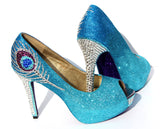 Crystal Peacock Feather Peep Toe Heel - Wicked Addiction