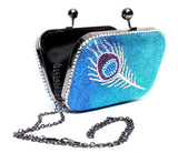 Peacock Feather Swarovski Crystal Clutch - Wicked Addiction