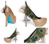 Peacock Feather Glitter Pumps - Wicked Addiction