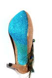 Peacock Feather Glitter Pumps - Wicked Addiction