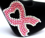 Breast Cancer Heart Ribbon Black Heels - Wicked Addiction