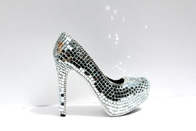 Shiny Disco Ball Mirror Ball Heels - Wicked Addiction