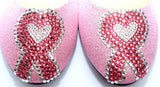 Breast Cancer Heart Ribbon-Custom Crystal Flats - Wicked Addiction