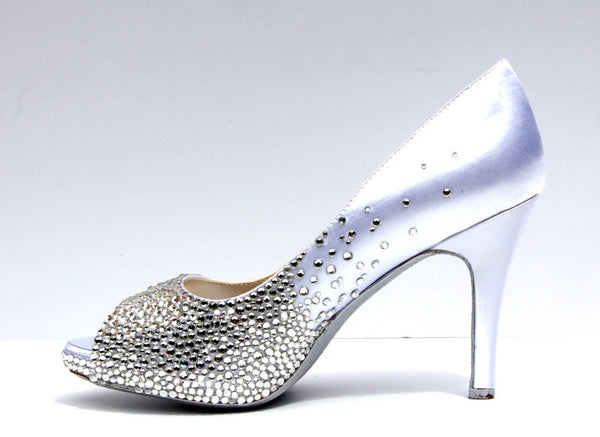 Swarovski Crystal Peep Toe Wedding Heel - Wicked Addiction