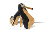 Gold Flame Motorcycle Crystal Heels - Wicked Addiction