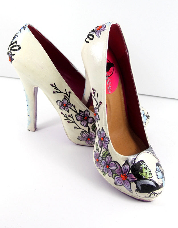 Hand-Painted Swarovski Crystal Frankenstein Heels - Wicked Addiction